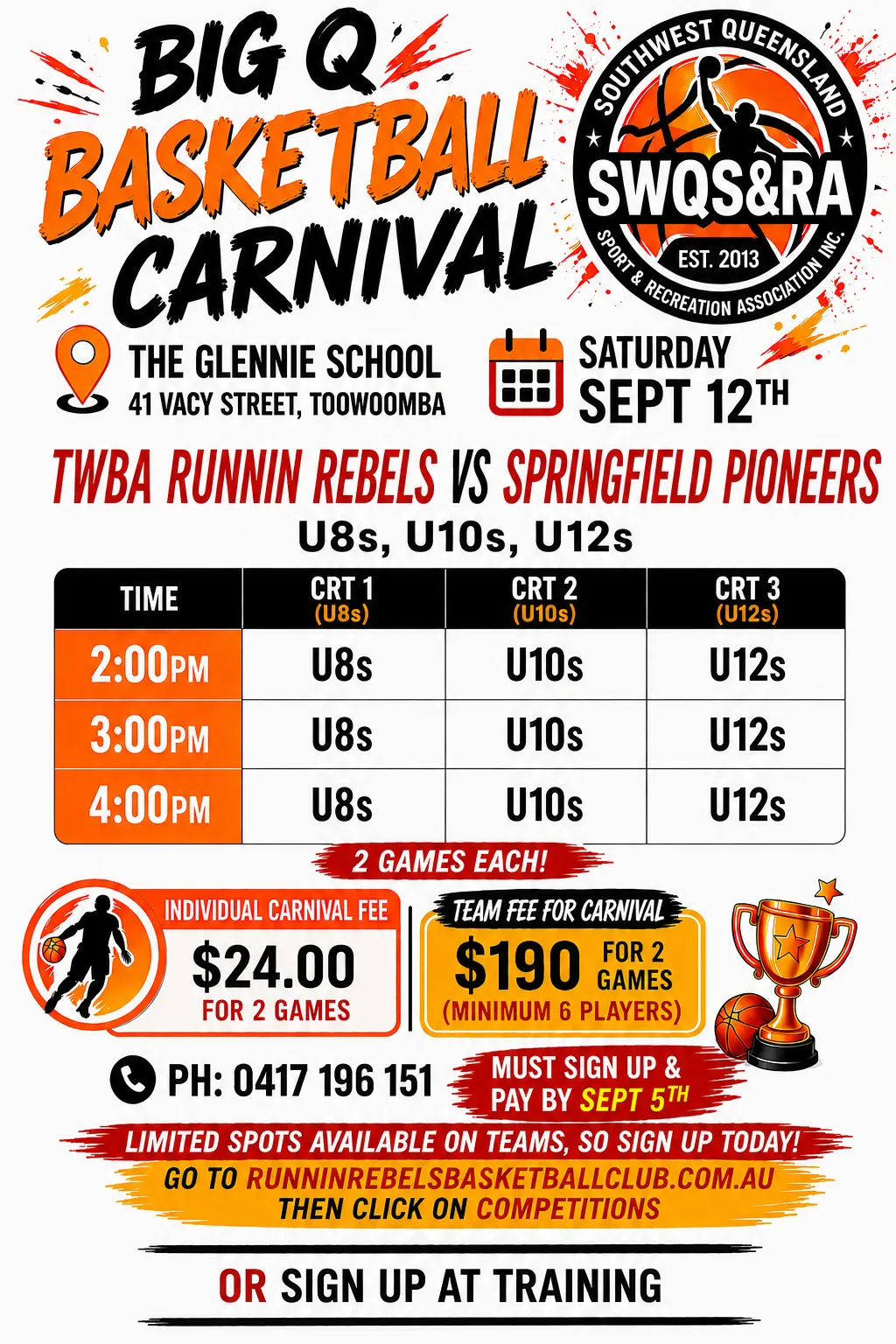 Big Q basketball C0mpetition - September 2026 flyer